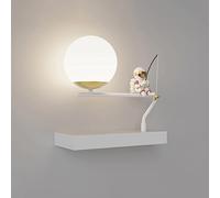 MRBVAOXVD Wallps,Hertl Child Room Wallp Cartoon Astronaut Sconce Led Wall Mount Lights Geometric Metal Wall Light Led 3000K Warm White Nordic Decolightiglass Ballfitting/White/C