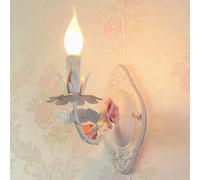MRBVAOXVD Wallps,Hertl French Country Sconces Wall Lightifixture White Metal Iron Blue Pink Rosebedside Wall Mountedp Candlestick Candle Wall Sconces for Liviroom Girls Bedroom Hallway/Pink 1-Light