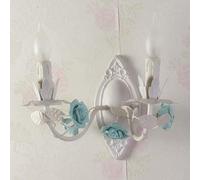MRBVAOXVD Wallps,Hertl French Country Sconces Wall Lightifixture White Metal Iron Blue Pink Rosebedside Wall Mountedp Candlestick Candle Wall Sconces for Liviroom Girls Bedroom/Blue 2-Light