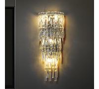 MRBVAOXVD Wallps,Hertl Modern Crystal Wall Light Fixtures Indoor Wall Sconced Chrome Bathroom Vanity Lights Lolinear Porch Hallway Wallp for Bedroom Liviroom Hotels Foyer Entryway/Chrome/46Cm