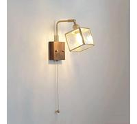 MRBVAOXVD Wallps,Hertl Modern Wallp Sconce with Pull Cord Switch Indoor Bedside Wall Light E27 Base Glass Shade Wallp Bedroom Liviroom Metal Lightifixture Adjustablep Body, Brass Finish/C