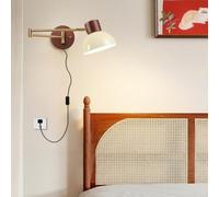 MRBVAOXVD Wallps,Led Wall Lights Indoor Wallp 180°+360° Rotatable Wall Sconce Iron+Wood for Liviroom Bedroom/Milky White/a