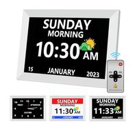MRCHYDZ 10 Inch Clock with Day and Date for Elderly, Large Screen, Digital Clock, 12 Alarm Clocks, 3 Medical Reminders, Great Source of Dementia, Alarm Clock for People