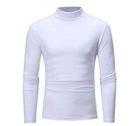 MRCMUU Mens Thermal Mock Turtleneck Long Sleeve T Shirts Casual Slim Fit Basic Designed Baselayers Big and Tall Fashion Tops White
