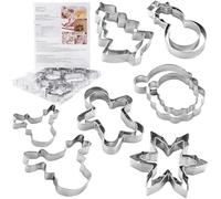 MrCookie 4" Large Christmas Cookie Cutters Set Thickened Stainless Steel. | Sandwich cutters & biscuit molds.Sturdy for cookies,sandwiches, cake,fruit.Ideal for DIY baking,home use,and holiday parties.