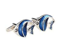 MRCUFF Angel Fish Angelfish Blue Fish Fishing Pair Cufflinks in a Presentation Gift Box & Polishing Cloth, microfiber, there is no gem
