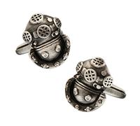 MRCUFF Diver Diving Scuba Helmet Sponge Tarpon Springs Florida Pair Cufflinks in a Presentation Gift Box & Polishing Cloth