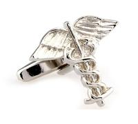 MRCUFF Doctor Caduceus Asclepius MD Pair Cufflinks in a Presentation Gift Box & Polishing Cloth by MRCUFF