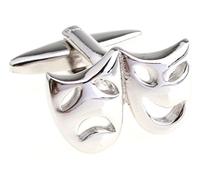 MRCUFF Drama Masks Theater Theatre Pair of Cufflinks in a Presentation Gift Box & Polishing Cloth, Metal