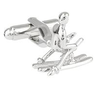 MRCUFF Ski Skier Snow Skiing Pair Cufflinks in a Presentation Gift Box & Polishing Cloth