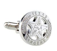 MRCUFF Texas Ranger Badge Star Pair Cufflinks in a Presentation Gift Box & Polishing Cloth