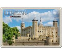 mrdeco Metal Sign 20 x 30 cm Domed Tower of London United Kingdom Decorative Tin Sign