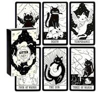 mrdiyshisha Kitten Tarot Deck, 78 Pcs Adorable Tarot Cards in Black and White, Pocket Size: 4.06" x 2.36" (103mm x 60mm)