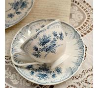 MRDLKNX Vintage Porcelain Tea Cup and Saucer Set, 200ml Ceramic Cup& Saucer Set, Ceramic Tea Coffee Cup for Home Kitchen Wedding, Tea & Espresso & Coffee Cups