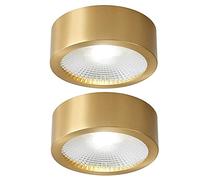 Mrdsre 5W/7W/9W LED Brass Ultra slim Round Spotlight Under Cabinet LED Cupboard/Cabinet Light/Downlight in a Hand-cut H65 Brass Finish RA85 Ceiling Lamps Gold 2 Pack (Color : 3000K, Size : 7W)