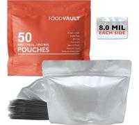 FoodVault 50-Pack MRE Mylar Bags [8 Mil per Side - 9" x 6.5" x 4.25"] Stand-Up Zipper Pouches Perfect for Freeze Drying, Backpacking & Long-Term Food Storage