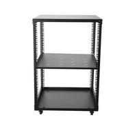 Mreryyse 15U Open Frame Server Rack, 19" Compatible, Free Standing or Wall Mounted Network Server Rack, 4 Post AV Rack with Casters, Mobile Rolling Rack for Computer/AV/Data/IT Equipment