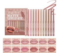 Mrettick 12 Colors Matte Lip Liner Pens Set,Cream Glide Lip Liner Natural Lip Makeup Soft Pencils Lipstick Set, Long-Lasting,Non-Sticking,Gifts for women