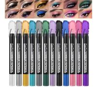 Mrettick 12 Colours Eyeshadow Shimmer Stick, 2024 Eyeshadow Pen, Waterproof Glitter Eyeshadow Eyeliner Pen, Waterproof Eyeshadow Shimmer Stick, Durable Eyeshadow Pencil