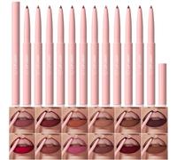 Mrettick 12Pcs Retractable Lip Liner Pencils Set, Pigmented Shades Waterproof & Long-Lasting Creamy Matte Velvet Finish For Girls Daily Application Lip Makeup