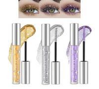 Mrettick 3 Colors Glitter Mascara, Waterproof, Long Lasting, Lightweight, Smudge-Proof, Diamond Sparkling Colorful Mascara, Voluminous, Eyelashes, Party, Stage Use Makeup for Women