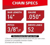 MRFARZ 2-Pack 14 Inch Chainsaw Chain 3/8 Inch LP Pitch .050 Inch Gauge 52 Drive Links Various Chainsaw Models