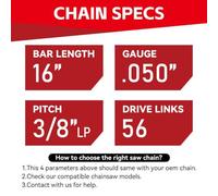MRFARZ 2-Pack 16 Inch Chainsaw Chain 3/8 Inch LP Pitch .050 Inch Gauge 56 Drive Links Various Brands