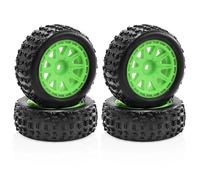 MRFVASD RC Repairs Models Spare For Arrma For Typhon For Grom 2S 1/18 4pcs 69mm Rubber Tires 12mm Hex RC Car Repair Modify Upgrade Parts Accessories(Green)