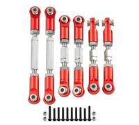 MRFVASD RC Steering Tie Rod Compatible With ARRMA For MOJAVE 4X4 4S For BLX For Desert For Truck 1/8 RC Car Upgrade Parts 6Pcs Wheelbase Rc Steering Link Rod Set(Red)