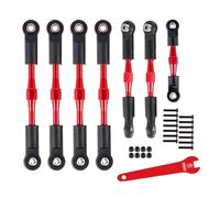 MRFVASD RC Steering Tie Rod For Slash 1/10 For Stampede For Rustler For Bandit 2WD Adjustable Steering Rod RC Car Aluminum Buckle Arc Chain Upgrade Part(Red)