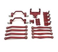 MRFVASD RC Steering Tie Rod For WPL C64 C64-1 1/16 Metal Chassis Link Rod Pull Mount Shock Servo Bracket Set RC Car Upgrade Parts Accessories(Red)