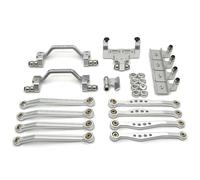 MRFVASD RC Steering Tie Rod For WPL C64 C64-1 1/16 Metal Chassis Link Rod Pull Mount Shock Servo Bracket Set RC Car Upgrade Parts Accessories(Silver)