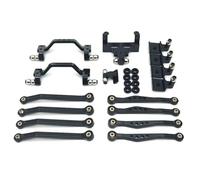 MRFVASD RC Steering Tie Rod For WPL C64 C64-1 1/16 Metal Chassis Link Rod Pull Mount Shock Servo Bracket Set RC Car Upgrade Parts Accessories(Black)