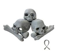 MrGas Log 9 Pcs Ceramic Skulls for Fire Pit, Durable Reusable Fireproof Fire Pit Skull Log for Bonfire, Campfire, Fireplace, Firepit, Halloween Decor for Gas, Propane (Grey)
