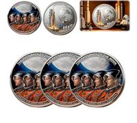 MRGIINR Artemis II Lunar Mission Commemorative Coin, Space Exploration Memorabilia Challenge Coin, Moon Landing Collectible Coins, for Astronomy Lovers, Collector (3 pcs)