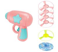 MRGIINR Cat Toy Propeller Launcher, Interactive Flying Disc Launcher Toy with Colorful Flying Propellers Set for Cats & Dogs, Flying Saucer Toys for Kitten Puppy Chasing Training Hunting (Pink)