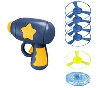 MRGIINR Cat Toy Propeller Launcher, Interactive Flying Disc Launcher Toy with Colorful Flying Propellers Set for Cats & Dogs, Flying Saucer Toys for Kitten Puppy Chasing Training Hunting (Dark Blue)