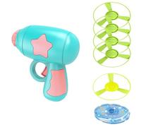 MRGIINR Cat Toy Propeller Launcher, Interactive Flying Disc Launcher Toy with Colorful Flying Propellers Set for Cats & Dogs, Flying Saucer Toys for Kitten Puppy Chasing Training Hunting (Sky Blue)