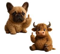 MRGIINR Funny Soft Middle finger Plush Animals, Cute Funny Middle finger Plush Dog, Humorous Animal Desktop Decorative Ornaments, Unique Gag Gifts for Home Office Decor (2pcs-E)