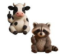 MRGIINR Funny Soft Middle finger Plush Animals, Cute Funny Middle finger Plush Dog, Humorous Animal Desktop Decorative Ornaments, Unique Gag Gifts for Home Office Decor (2pcs-B)