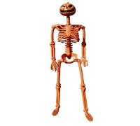 MRGIINR Halloween Pumpkin Skeleton with Movable Posable Joints Small Skeleton Halloween Decoration for Halloween Party Indoor and Outdoor Haunted House Accessories