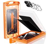 MRGLAS 2+2 Privacy Screen Tempered Glass for iPhone 16 Pro with Camera Lens Protection, Auto Dust Elimination [Easy Installation], 9H Hardness Screen Protector, Scratch-Resistant, Anti-Fingerprint