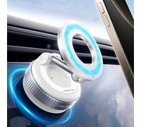 MRGLAS 2025 Upgraded Vacuum Magnetic Mobile Phone Holder Car for Magsafe Car Mount, Suction Cup Mobile Phone Holder [89+LBS Suction Power & 2800gf Strongest Magnet], 360° Rotatable for Mirror/Gym