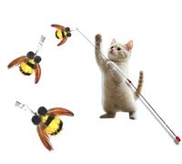MRHN Bee Cat Toy Wand - Cat Wand Toy, Bee Cat Toy, Cat Feather Toy, Cat String Toy, Cat Wand Toys for Indoor Cats, Cat Feather Wand, Cat Stick Toy