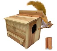 MrHN Squirrel House - Squirrel Nesting Box, Chipmunk House for Outside, Natural Pine Wood Design, Perfect for Squirrels