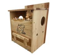 MrHN Squirrel House with Feeder - Easy Assembly 2 in 1 Squirrel Houses and Squirrel Feeder for Outside Nesting, Squirrel Nesting Box, Chipmunk Houses for Outside MrHN Double Acorn (Brown, Small)