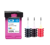 MRHZKE Compatible Refillable Ink Cartridge Works With 122 122XL 4503 4504 4505 4507 4508 4509 5530 5531 5532 5534 5535 5539 Printers(HP122XL C R)