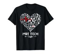 MRI Tech Life Heart Funny Technologist Value Graphic T-Shirt, Men, Black, M