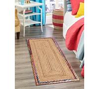 Mrida Weave 2.6x4 Ft Multi & Natural Jute Area Rug, Handmade Braided, Farmhouse Boho Style, Durable & Pet-Friendly Rug for Living Room, Dining Room, and Bedroom