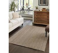 Mrida Weave 4x6 Ft Gray Jute Area Rug, Handmade Braided, Farmhouse Boho Style, Durable & Pet-Friendly Rug for Living Room, Dining Room, and Bedroom